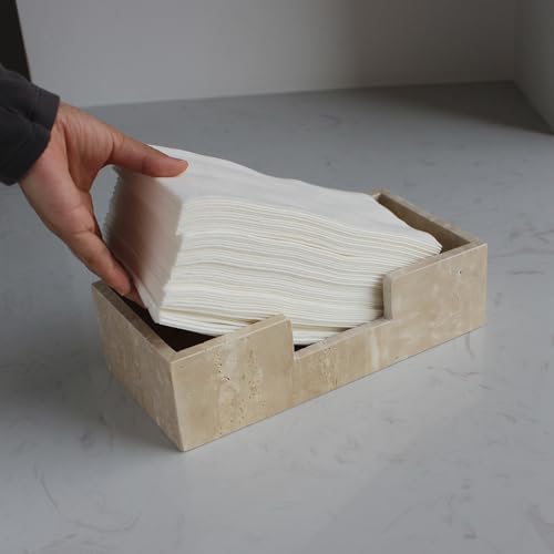 Natural Travertine Napkin Holder 9.8"x4.9"x2.8" (9.8" × 4.9" × 2.8" - Guest Towel)