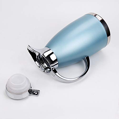 61oz Coffee Carafe Airpot Insulated Coffee Urn Stainless Steel Vacuum Thermal Pot Flask for Coffee (Blue)