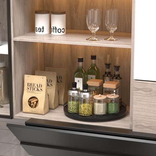 13 Inch Oak Lazy Susan Spice Organizer (Black / 13)