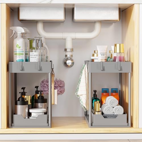 Under Sink Organizer 2 Pack (Grey / 2 pack)