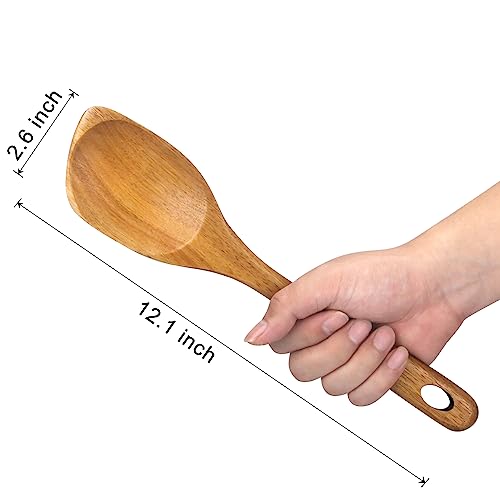 Wooden Spoons for Cooking Spatula Non Toxic Acacia Wood Kitchen Utensils (Corner Spoon)