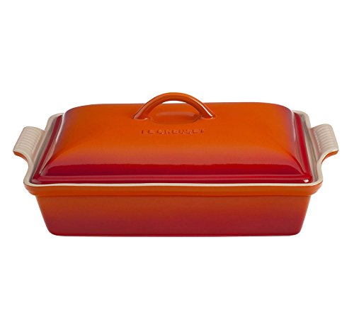 Stoneware Covered Rectangular Casserole (Flame)