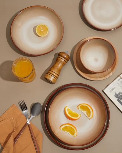 Stoneware Dinnerware Sets for 6 (Brown Yellow / Set (18pcs))