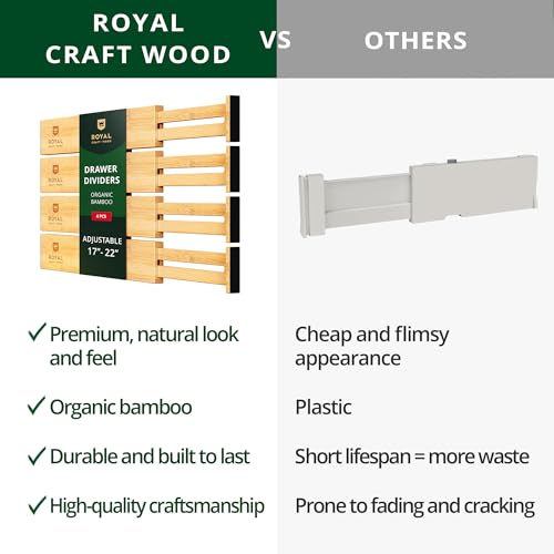 Bamboo Drawer Dividers Organizers (Large (up to 22") / Natural)