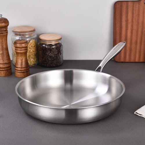 Tri Ply Stainless Steel Frying Pan Set 8” (Silver)