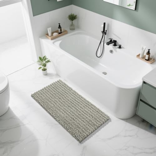Long Bathroom Rugs Non Slip Washable 44x24 Inch