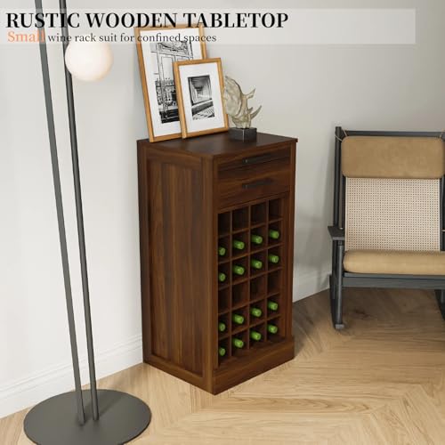 6 Tier Wine Rack Freestanding Floor with 2 Drawers (24 Bottles / Walnut)