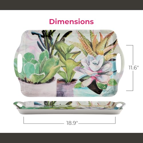 Large Handled Tray (18.9" x 11.6" / Succulents)