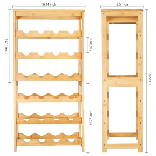 Wine Rack 24 Botttle Freestanding Floor (6 Tier Natural)