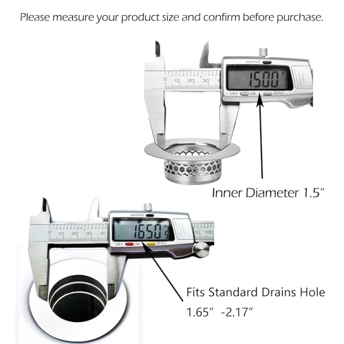 Hair Catcher Shower Drain Bathtub Lavatory Sink Drain Strainer for Laundry (1.5”(Fit Hole Size from 2"))