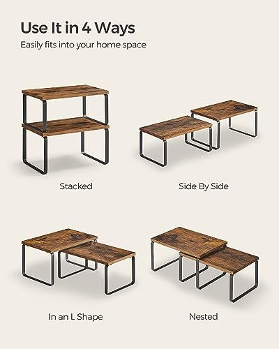 Cabinet Organizer Shelf (Black + Rustic Brown / 11.7"W)