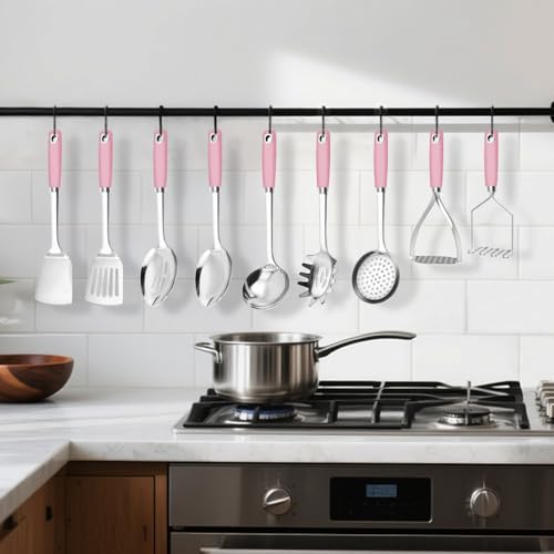 18 0 Stainless Steel Cooking Utensils Set (9PCS-Cooking Utensils Set / Pink)