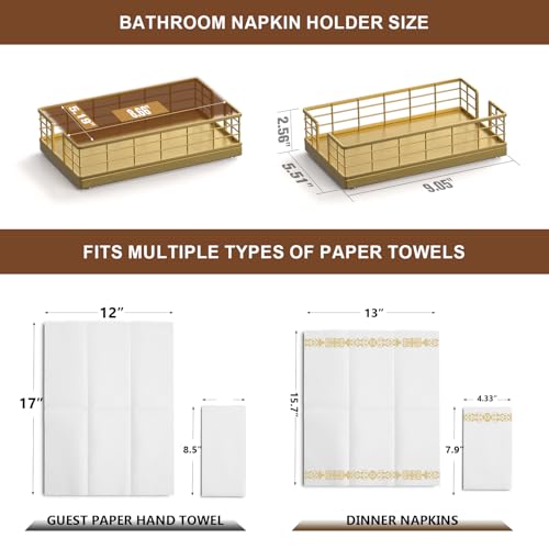 Guest Towel Holder Tray for Bathroom (Totally Gold / 9.06 x 5.51 x 2.56 inches)