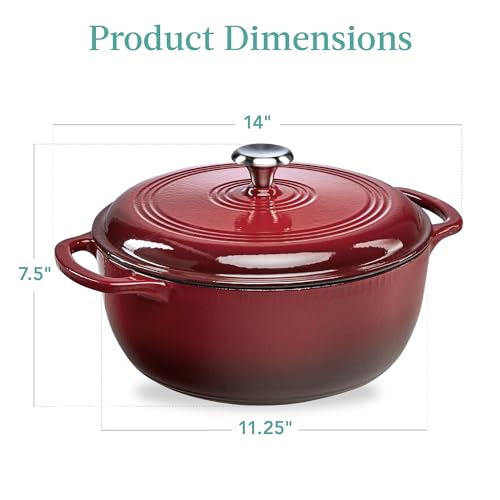 6 Quart Enamel Cast (Red / 6qt Round)