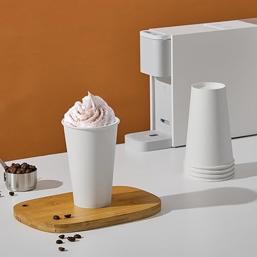 210Pack 16oz Disposable Paper Coffee Cups White Hot Coffee Cups (16oz)