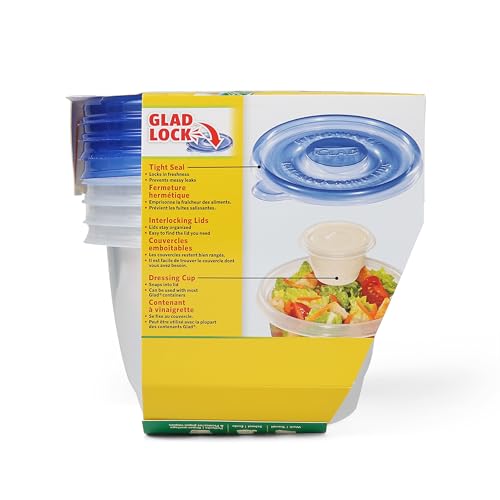 GladWare To Go Lunch Containers with Dressing Cup (Round / 32 oz - 4 Count)