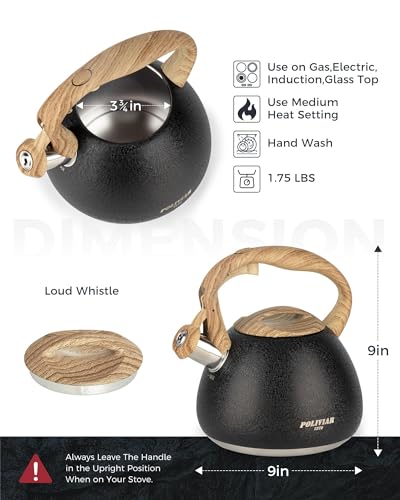 POLIVIAR Tea Kettle (2.7 Quarts / Crackle-Black)