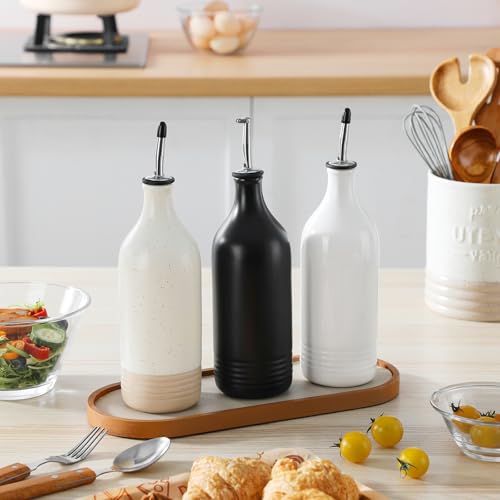 20 Oz Ceramic Olive Oil Dispenser Bottle (20 Ounces / Black)
