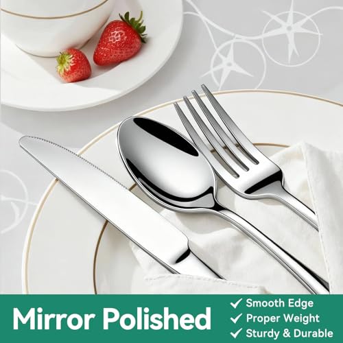 49 Piece Silverware Set with Organizer (Silver)