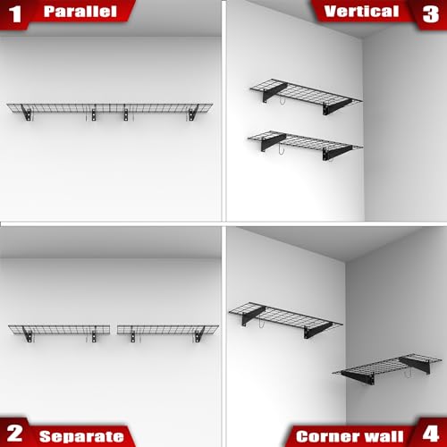 2 Pack Wall Mount Shelves (Black-15x45)