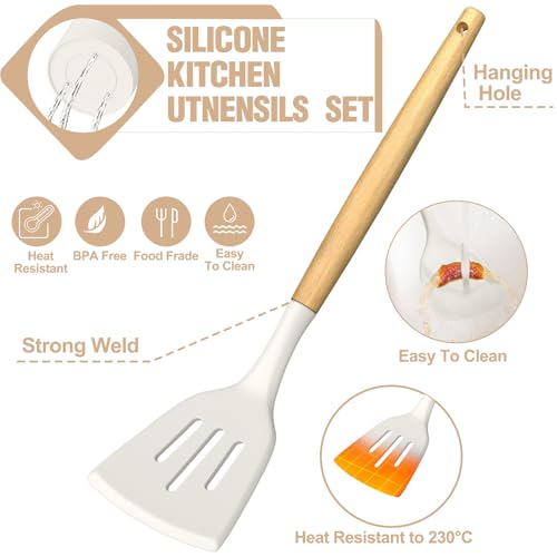 Silicone Kitchen Utensil Set (Cream White)
