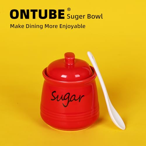 Ceramic Sugar Bowl with Lid and Spoon 12oz
