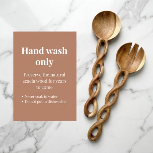13 Inch Acacia Wood Salad Servers (Acacia Wood)