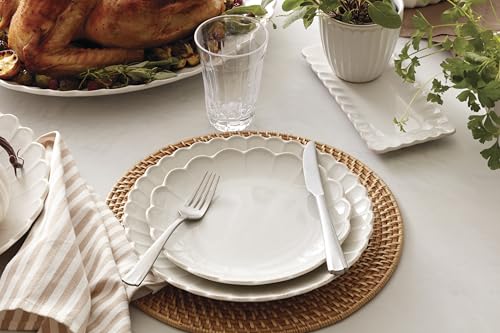 French Perle Scallop White Dinner Plate Set for 4 (Dinner Plates, Set of 4 Perle / White)