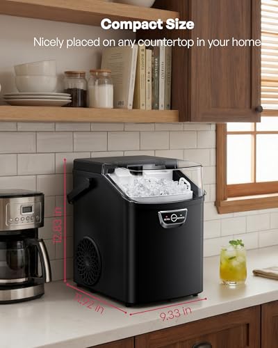 EUHOMY Nugget Ice Maker Countertop with Handle (Dark Black)