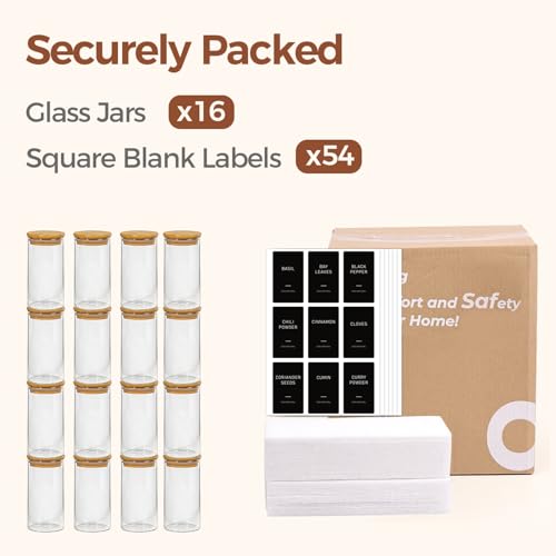Glass Spice Jars 4oz 16 Pack (0.125 Qt x 16)