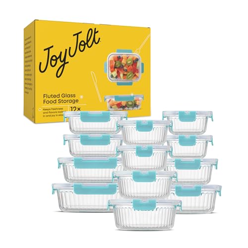 24pc Borosilicate Glass Storage Containers with Lids (Blue)