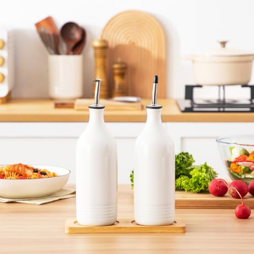20 Oz Ceramic Olive Oil Dispenser Bottle (20 Ounces / White)