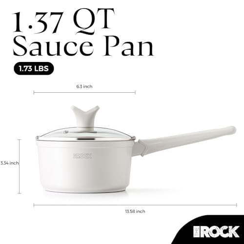 SOHO Ceramic Nonstick Saucepan with Lid (Cream / 1.4 Quarts)