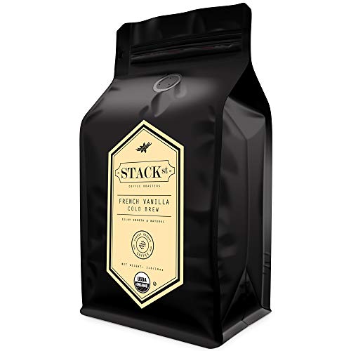 Organic French Vanilla Flavored Cold Brew Coffee Coarse Ground 1 LB (16 Ounce (Pack of 1))