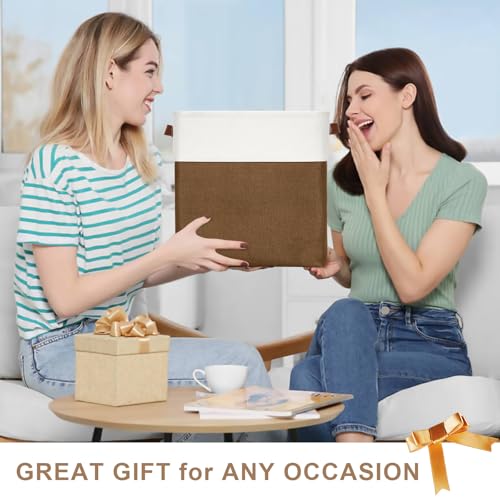 13x13 Cube Storage Bins (Brown / Off-White / Cube - 13"x13"x13")