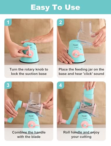 Rotary Cheese Grater Hand Crank (Tiffany Blue / 5 Blades)