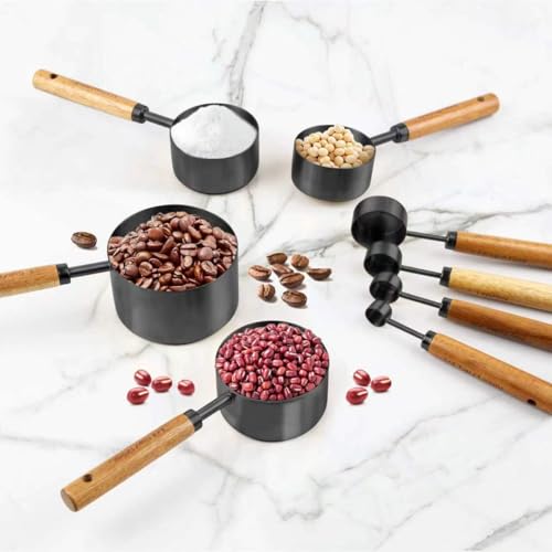 Black Measuring Cups and Spoons Set (Black)
