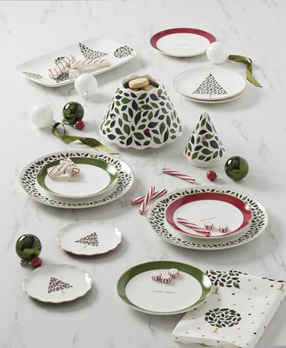 Evergreen Rim Christmas Plates (Rim Accent Plates, Set of 4)