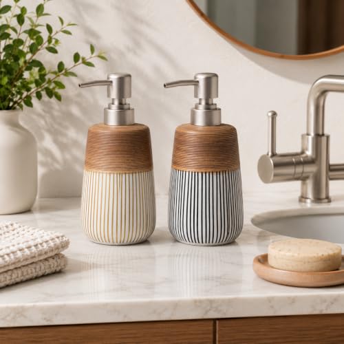 2 Pcs Ceramic Soap Dispenser Set (2 Pcs x 16Oz Soap Dispenser)