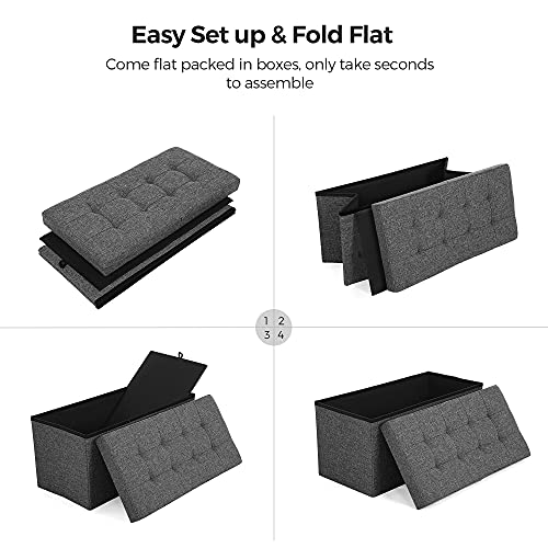30 Inches Storage Ottoman (Dark Gray / 15"D x 30"W x 15"H (with Flipping Lid))