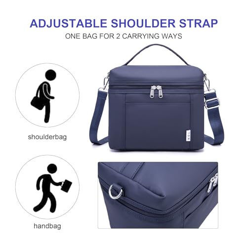 NOL Insulated Lunch Bags for Women Cooler Bag Lightweight Nylon Waterproof Lunch Box for Work Small Navy Blue 4L (Navy Blue / Small (4 Liters))