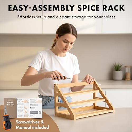 3 Tier Bamboo Spice Rack Organizer for Cabinet (Standing Rack)