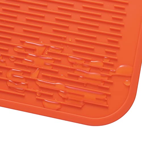 Silicone Dish Drying Mat for Multiple Usage (Orange / 32"L x 18"W)