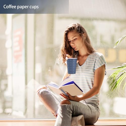 1000 Pack Paper Cups 12 oz Bulk Disposable Coffee Cups Navy Floral (Navy / 12 oz-1000)