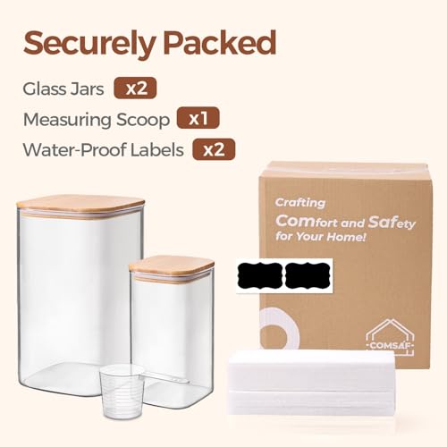 Glass Storage Containers with Bamboo Lids 1.6 (4.6Qt/1.6Qt-Square)