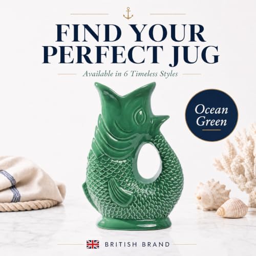Fish Jug 50 fl oz Ceramic Pitcher (Ocean Green)