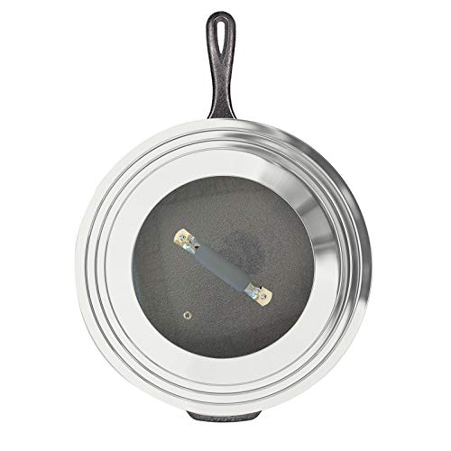 Universal Pans Pots Lid Cover Fit All 8.25 Inch to 12 Inch Pots (Arc-shaped Handle / Gray)