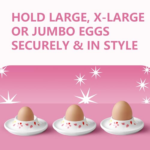 Ceramic Sakura Egg Holder Set of 4 Porcelain Holder With 4Stainless Steels Egg Spoons Breakfast Boiled Cooking Easy to Clean Childhood Memories Kitchen
