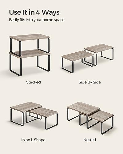 Cabinet Organizer Shelf (Black + Greige / 11.7"W)