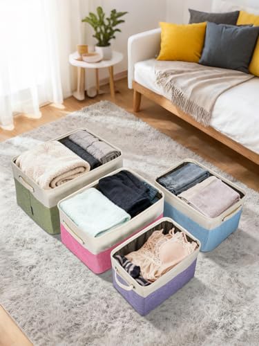 4 Pack Fabric Closet Storage Bins for Shelves (Brown / 4PCS/X-Large-17x13x10.5)